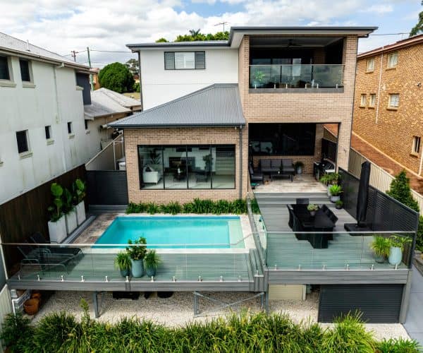 Trex Island mist highlights this elevated pool beautifully